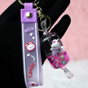 Cute Floating Liquid Crystal Clear Girls Keychains