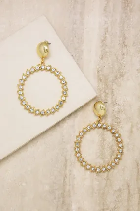 Cyclical Crystal Drop 18k Gold Plated Earrings