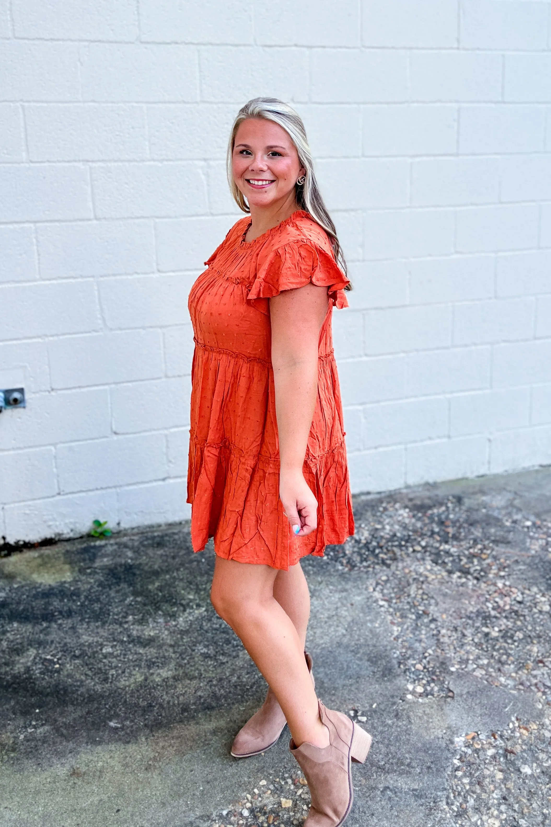 Dedicated To You Dress, Rust Orange