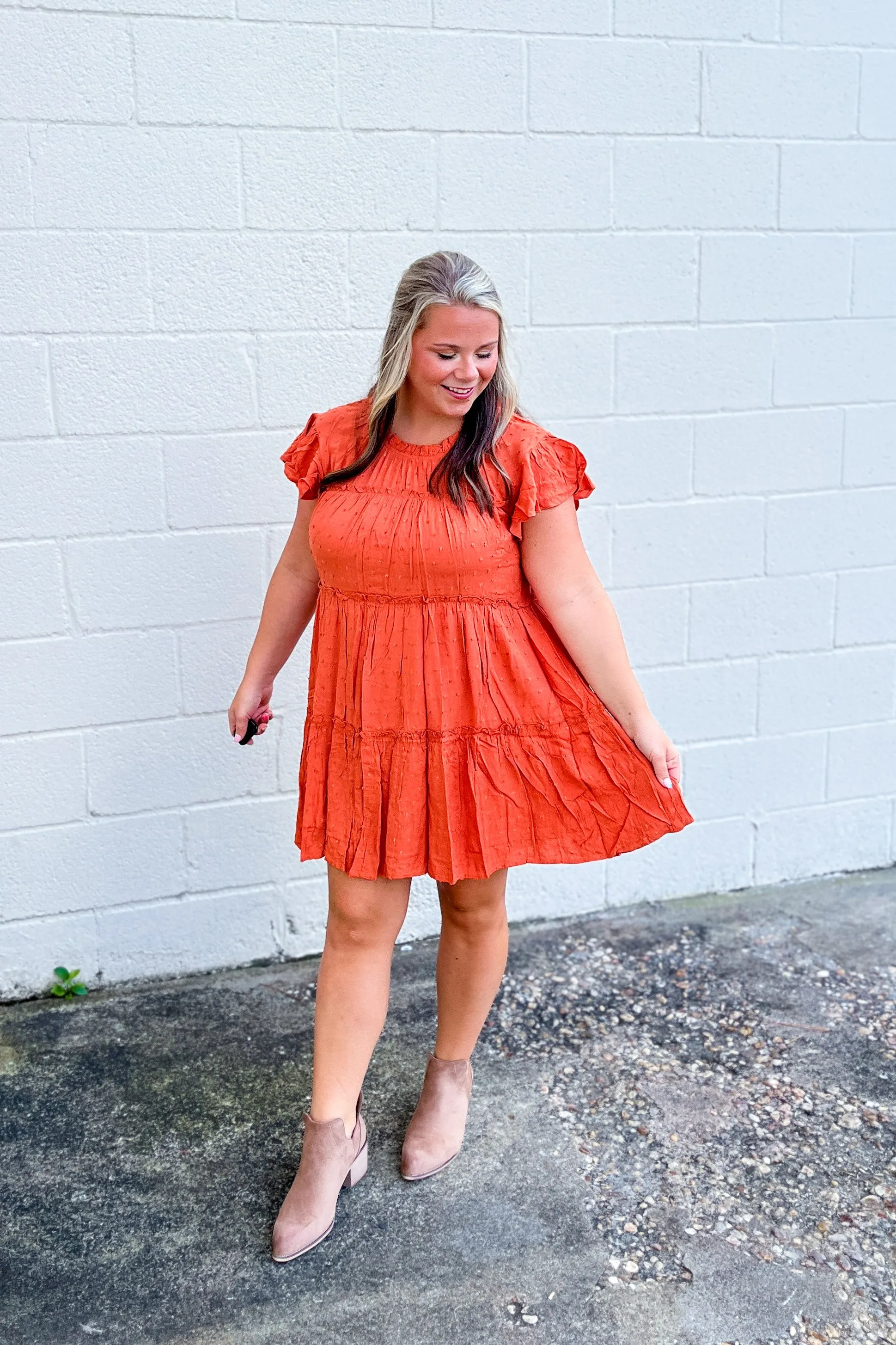 Dedicated To You Dress, Rust Orange