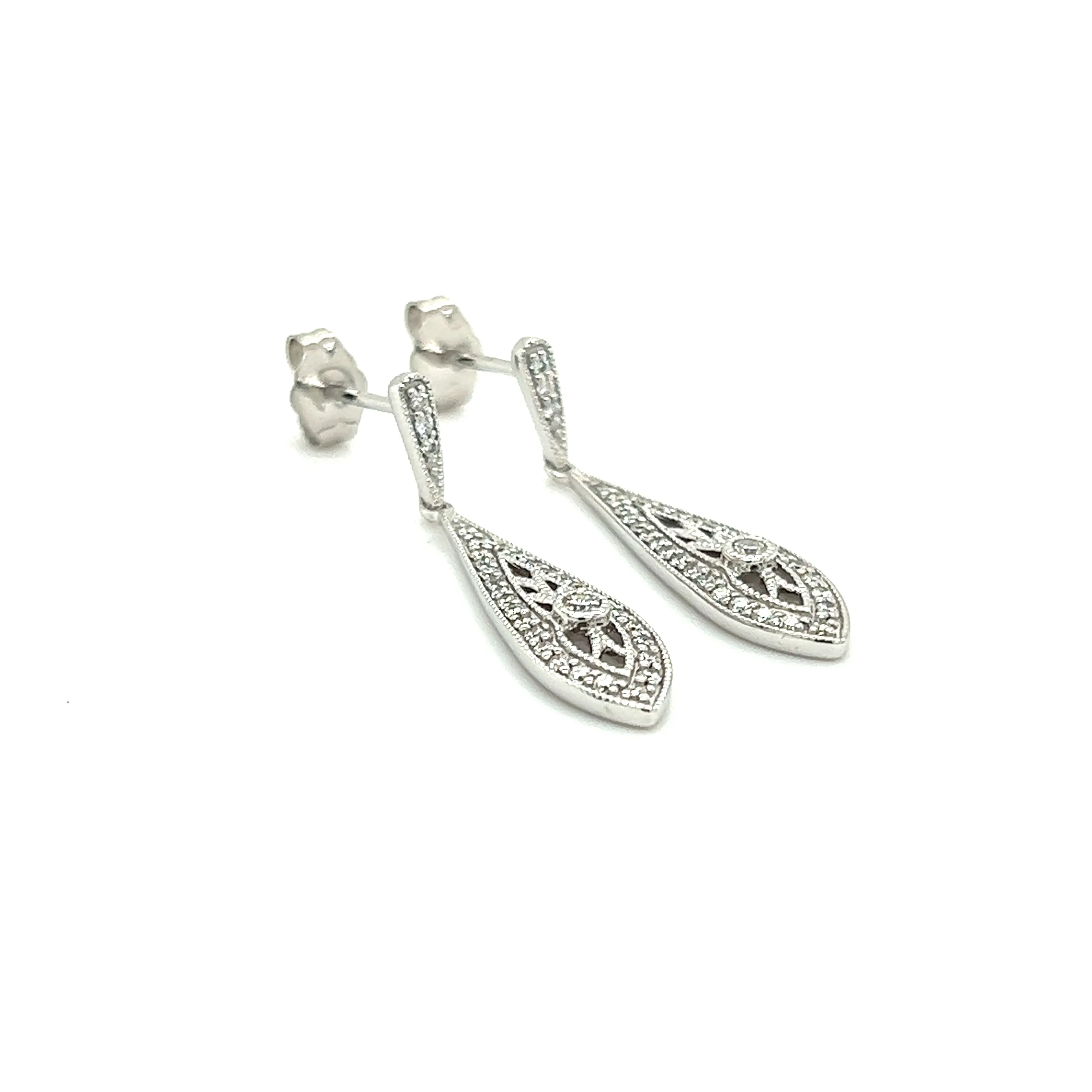 Diamond Dangle Earrings with 0.375ctw of Diamonds in 14K White Gold