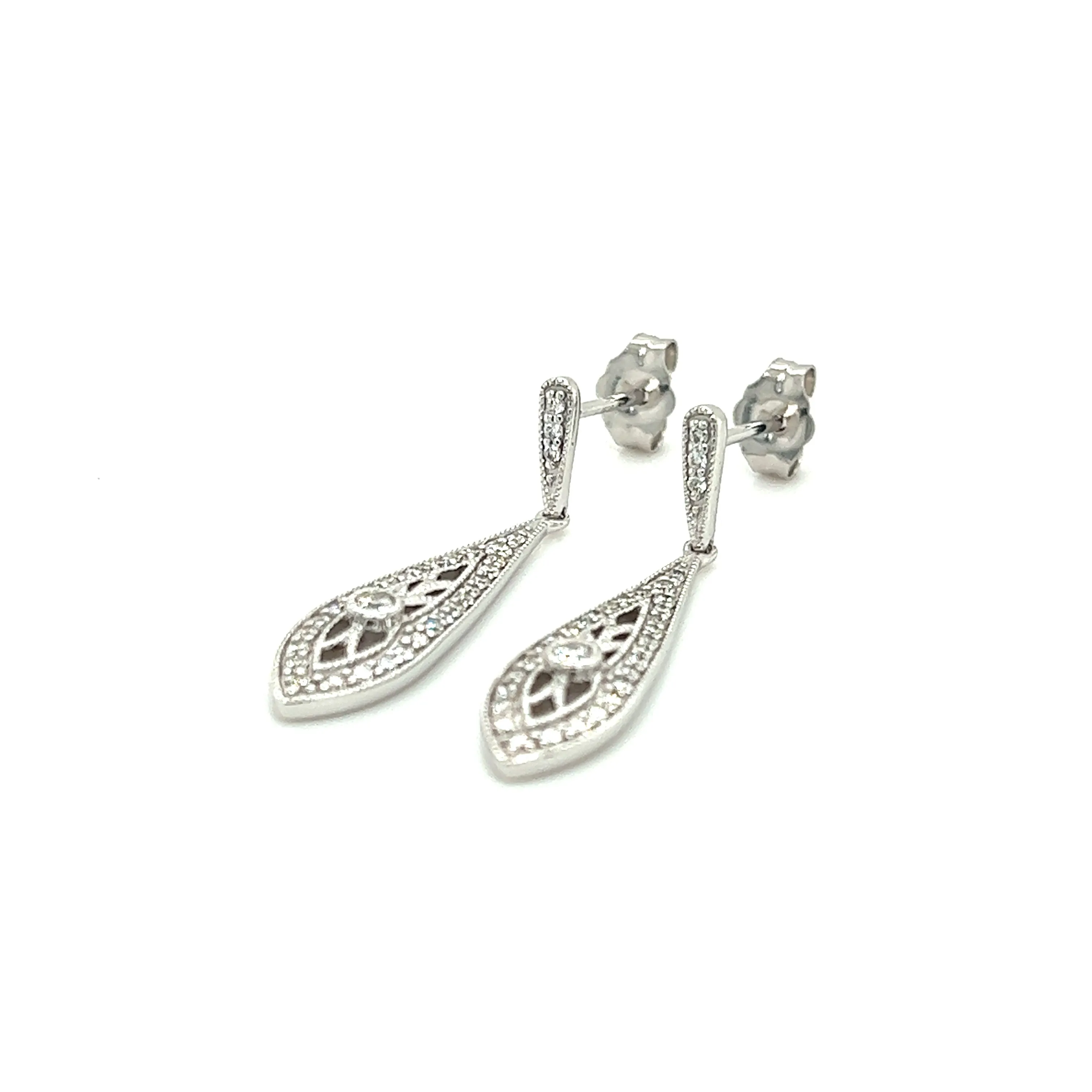 Diamond Dangle Earrings with 0.375ctw of Diamonds in 14K White Gold