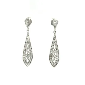 Diamond Dangle Earrings with 0.375ctw of Diamonds in 14K White Gold