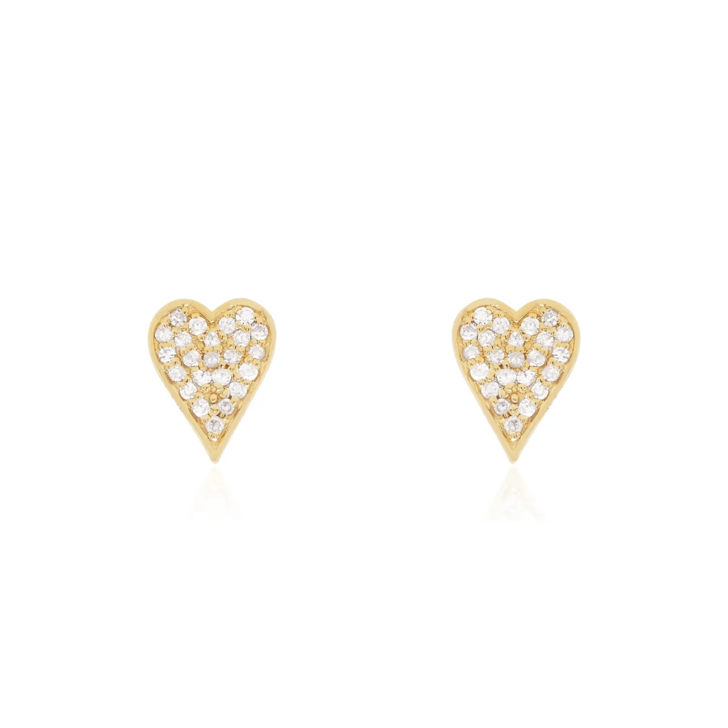 Diamond Pave Heart Stud Earrings