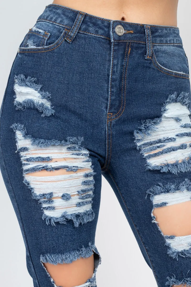 Distressed Straight Leg Jeans