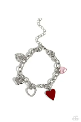 Diverse Dalliance Multi Heart Charm Bracelet - Paparazzi Accessories