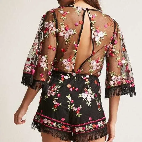 Embroidery Floral Romper