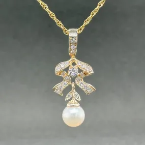 Estate 14K Y Gold Akoya Pearl & 0.51ctw H-I/SI1-2 Diamond Pendant