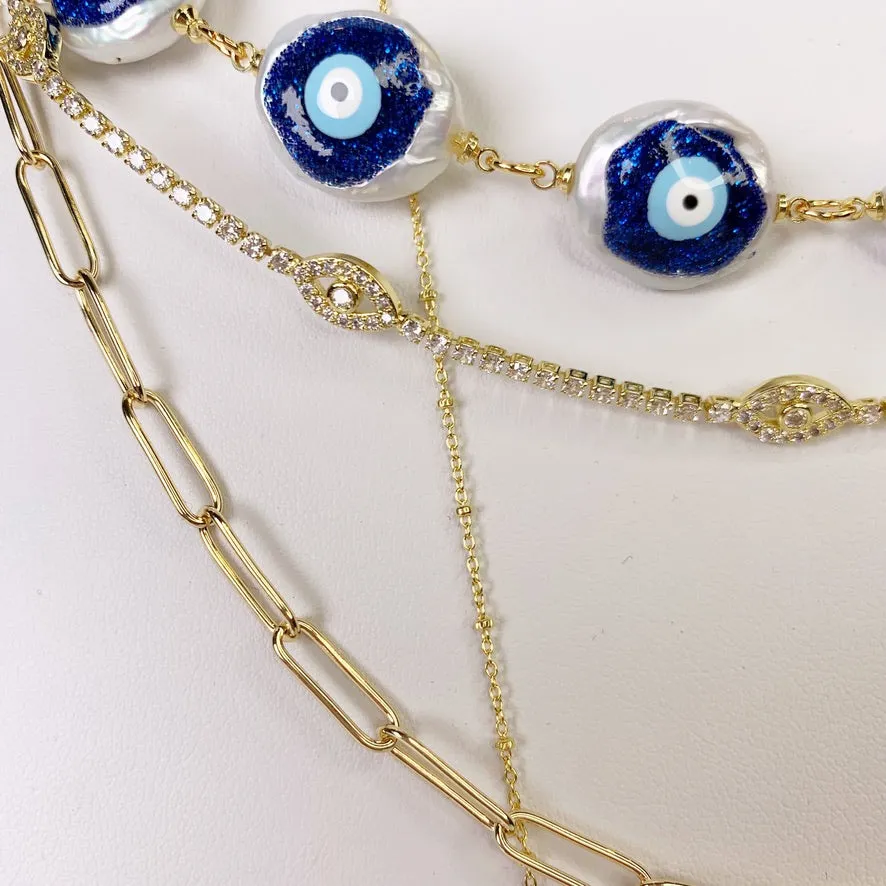 Evil Eye Pearl Neckparty