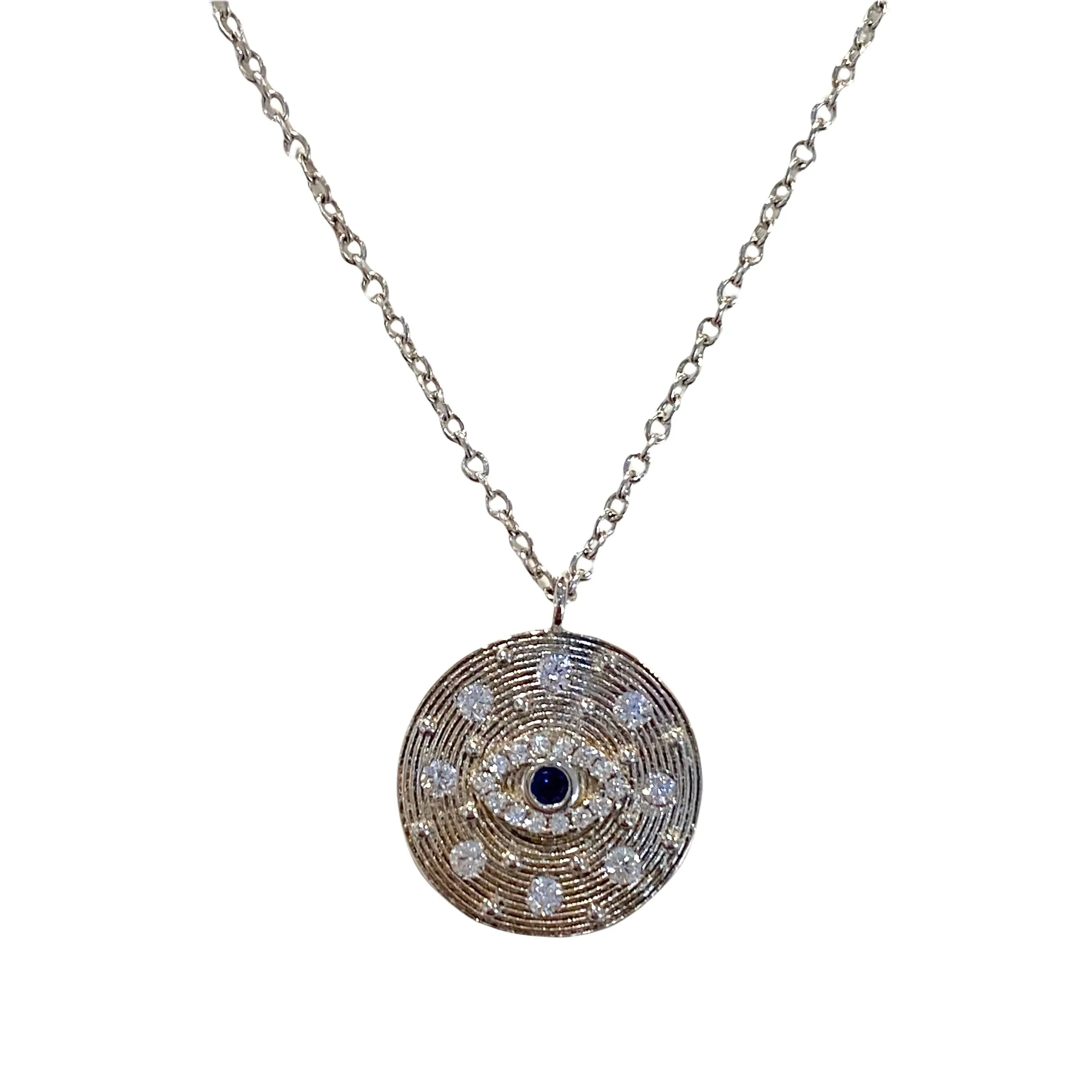 Evil Eye Sparkle Disc Necklace