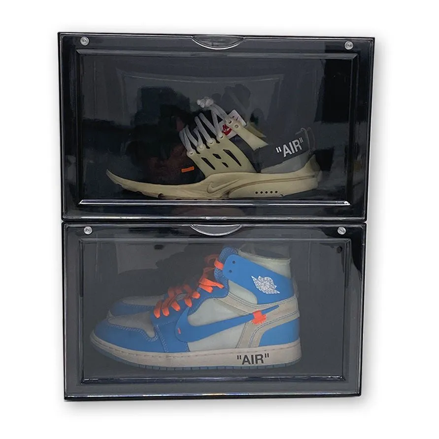 Extra Large - Magnetic Side Door Sneaker Display Cases | Black - 10 Pack