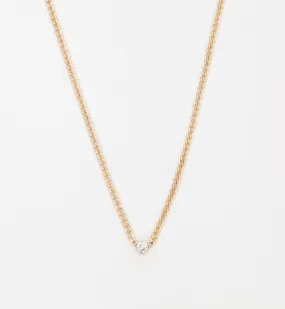 Extra Small Curb Chain Bezel Diamond Necklace