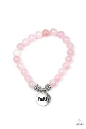 FAITH it, Till You Make It Pink Stone Stretch Bracelet - Paparazzi Accessories