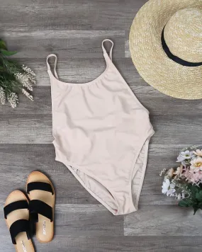 Final Sale - Dippin' Daisy's - Take a Dip High Cut One Piece Swimsuit in Taupe