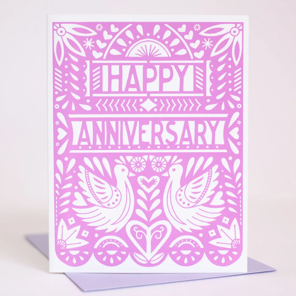 first wedding anniversary card, papel picado anniversary card, anniversary congratulations card