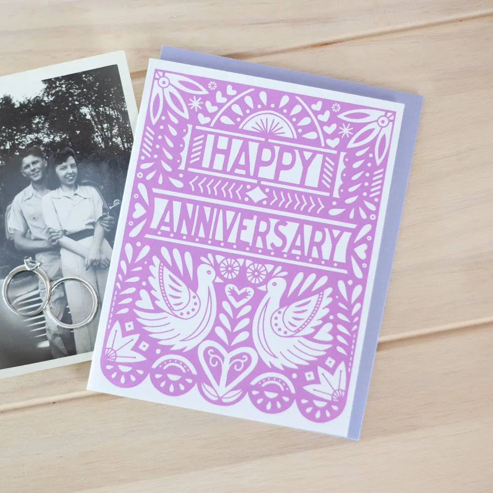 first wedding anniversary card, papel picado anniversary card, anniversary congratulations card