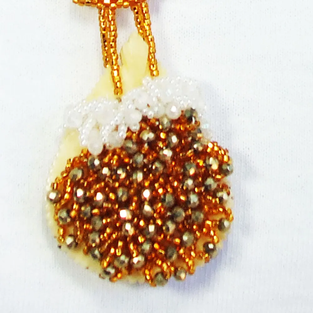 Galena, Bone Filigree Seed Beaded Design, Pendant, Necklace