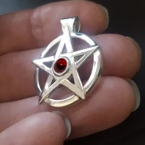 Garnet Pentagram Pendant, Handmade To Order