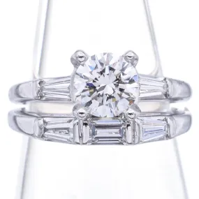 GIA 0.73 Ct Round Brilliant K SI1 Diamond Center 14K White Gold Ring Set 1.03TCW