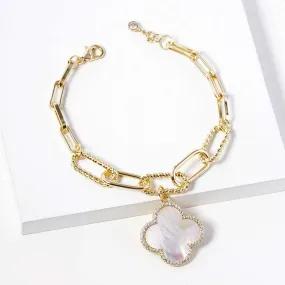 Gold Dipped Quatrefoil Charm Bracelet-M H W ACCESSORIES