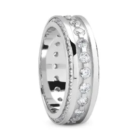 Grayson Men's Diamond Wedding Ring Round Cut Beading in Platinum By Mike Nekta NYC, 9MM