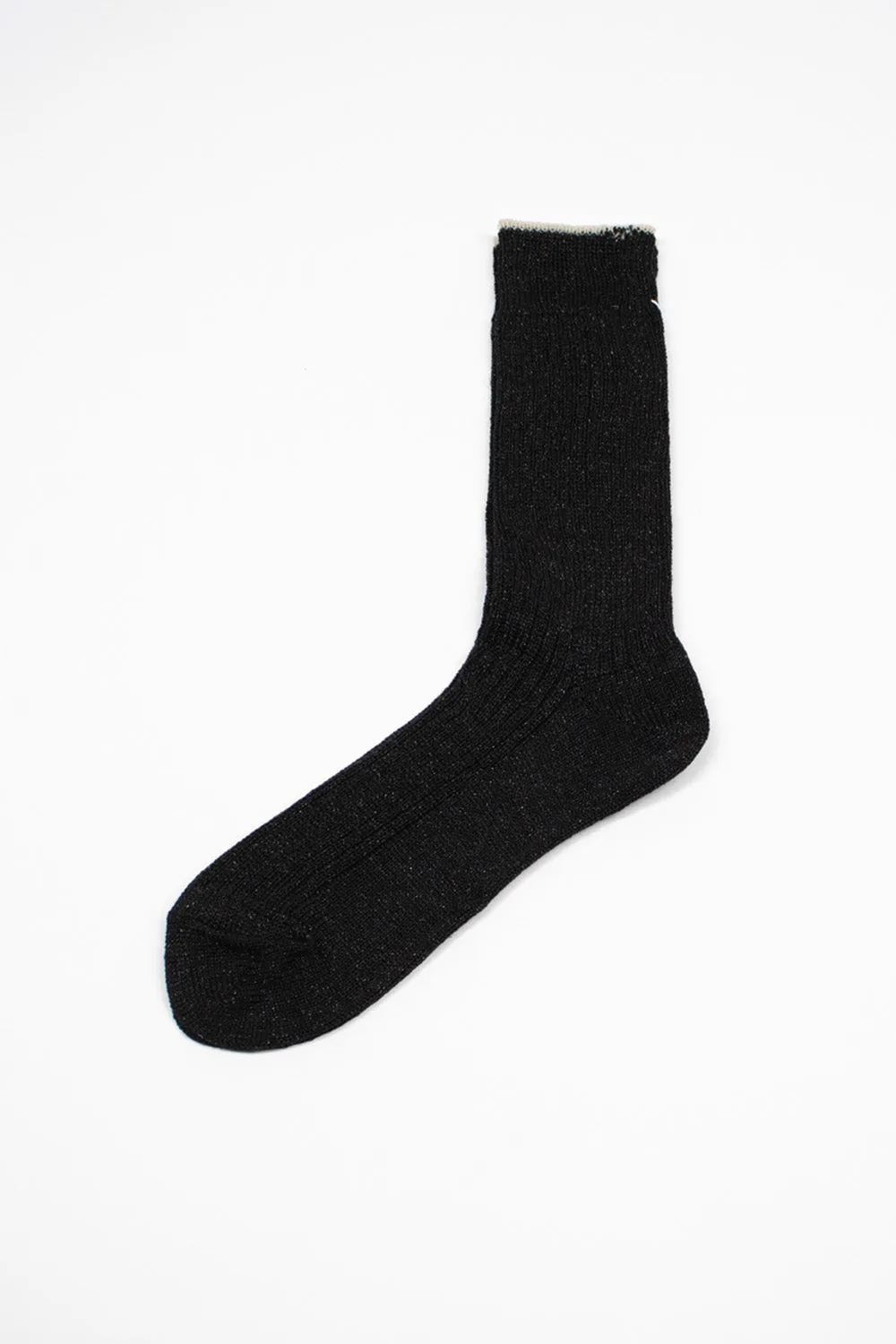 HA-22 Linen Lurex Ribbed Socks Black