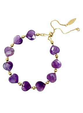 Heart-Shaped Amethyst Adjustable Bracelet LB004