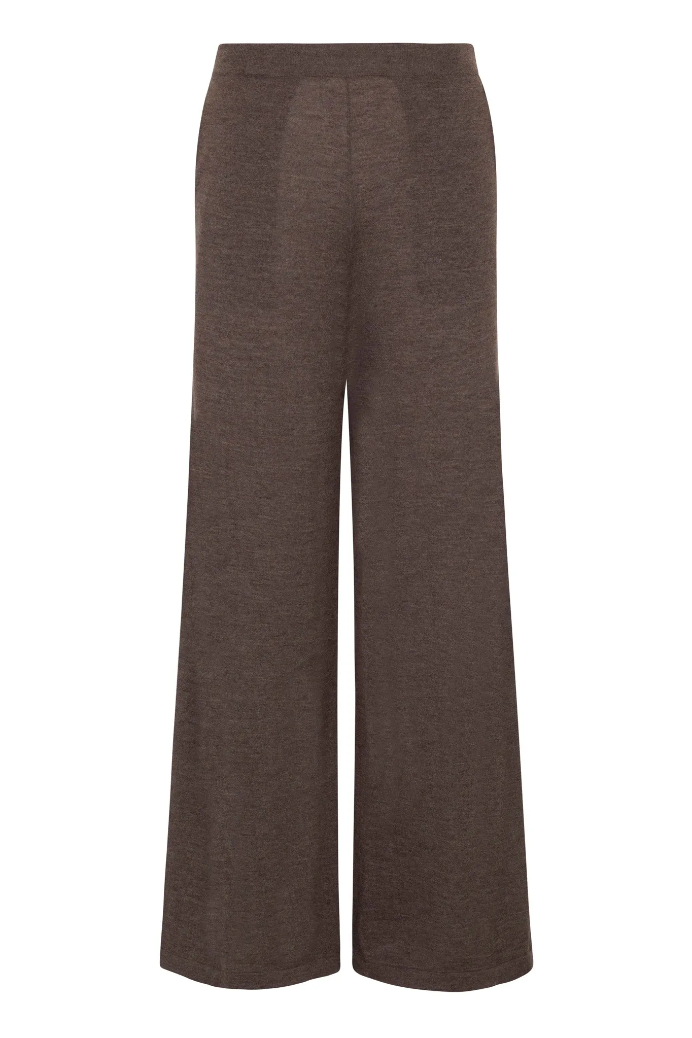 Heather Brown Cashmere Wide Leg Pants