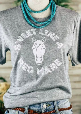 Heather Grey Sweet Like A Red Mare Short Sleeve Graphic Tee