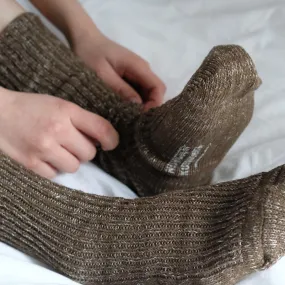 Hemp Cotton Ribbed Socks - Khaki