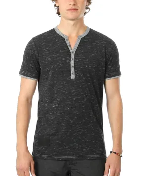 Henley Short Sleeve Contrast Neck and Hem Active Casual Tee Top