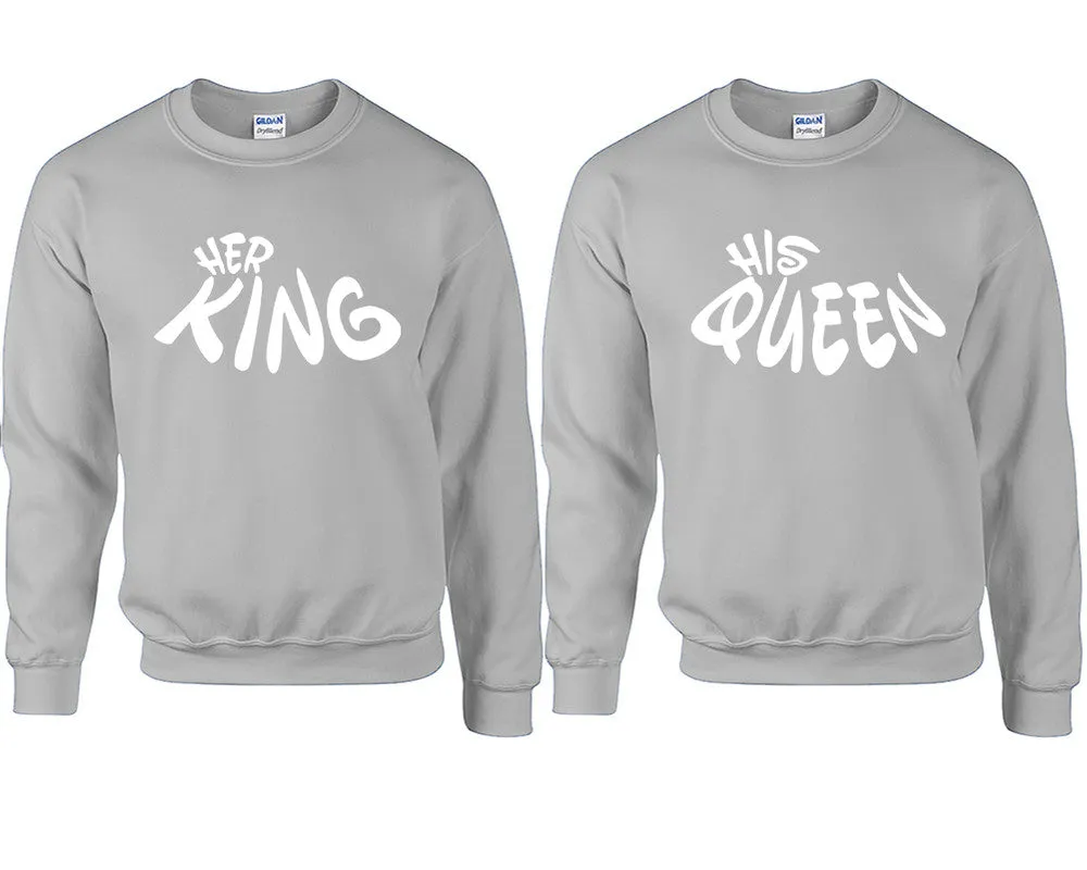 Her King His Queen Couple Matching Sweaters, Couple Crewnecks