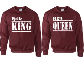 Her King His Queen Couple Matching Sweaters, Couple Crewnecks