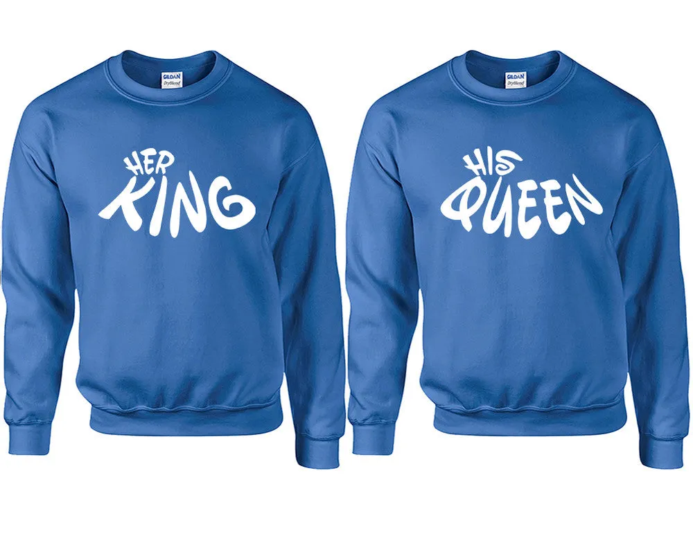 Her King His Queen Couple Matching Sweaters, Couple Crewnecks