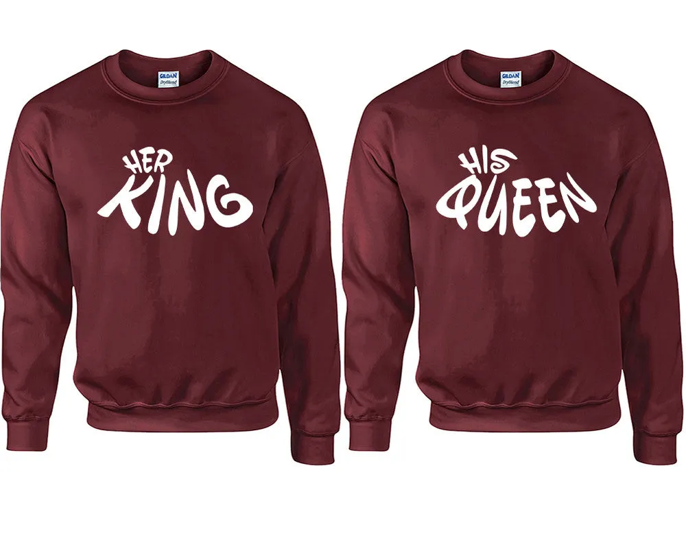 Her King His Queen Couple Matching Sweaters, Couple Crewnecks