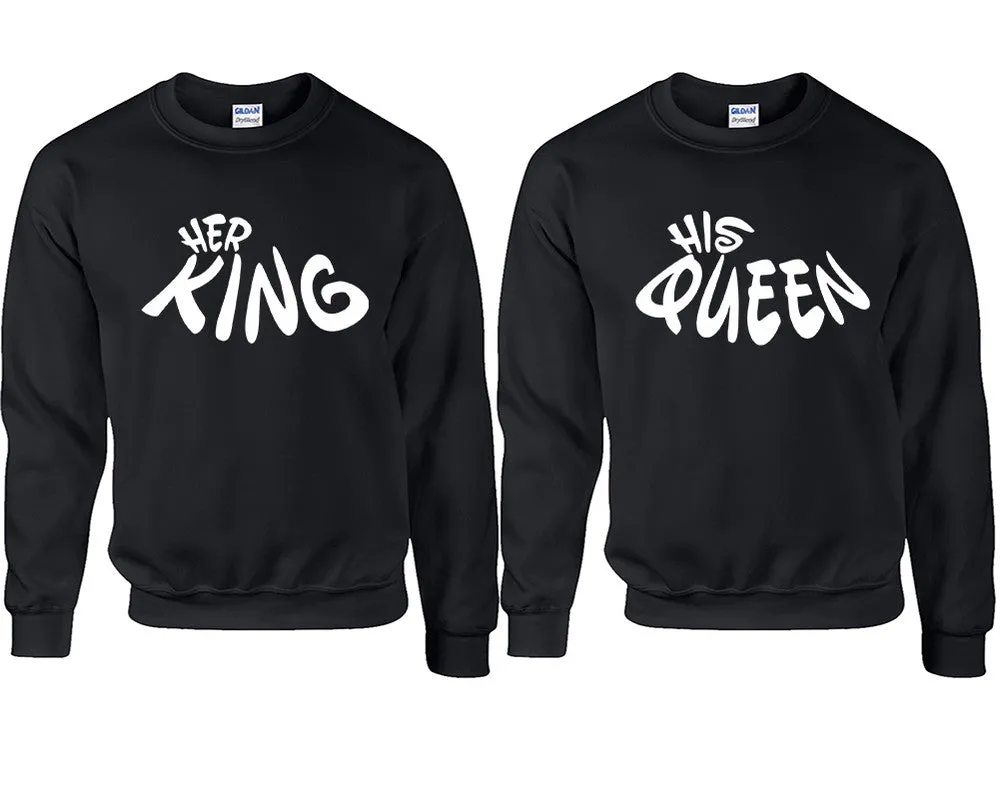 Her King His Queen Couple Matching Sweaters, Couple Crewnecks