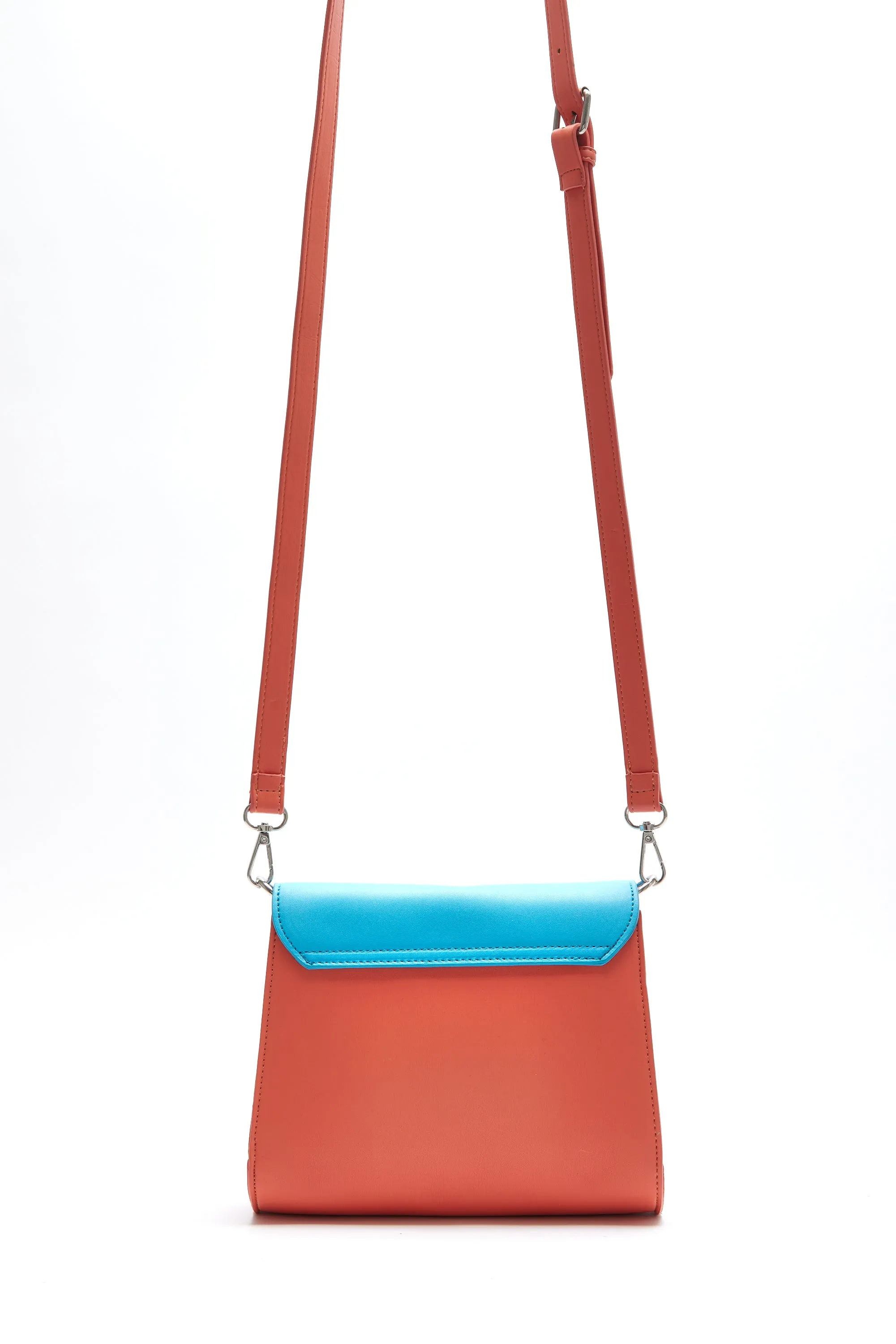 House Of Holland Cross Body Bag In Orange And Blue With A Printed Logo