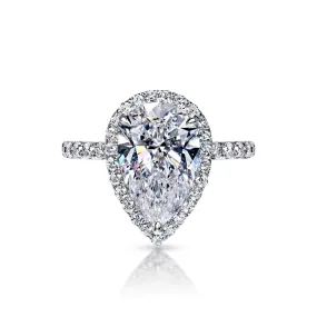 Janelle 5 Carat F VS1 Pear Shape Diamond Engagement Ring in Platinum By Mike Nekta. GIA Certified