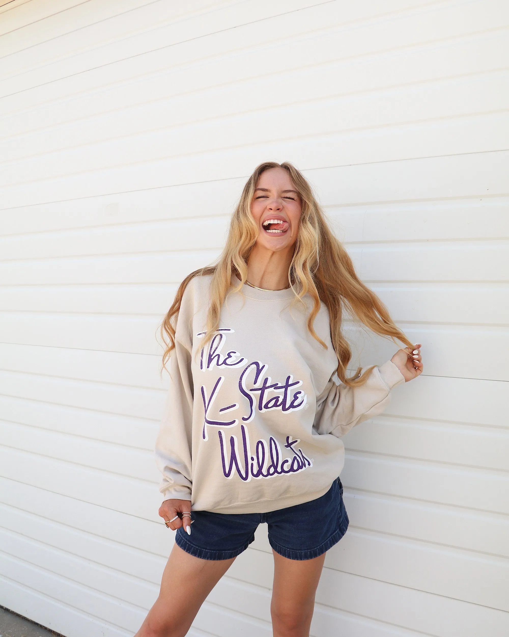 Kansas State Wildcats Beverly Sand Thrifted Sweatshirt