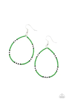 Keep Up The Good BEADWORK - Green Paparazzi Earrings