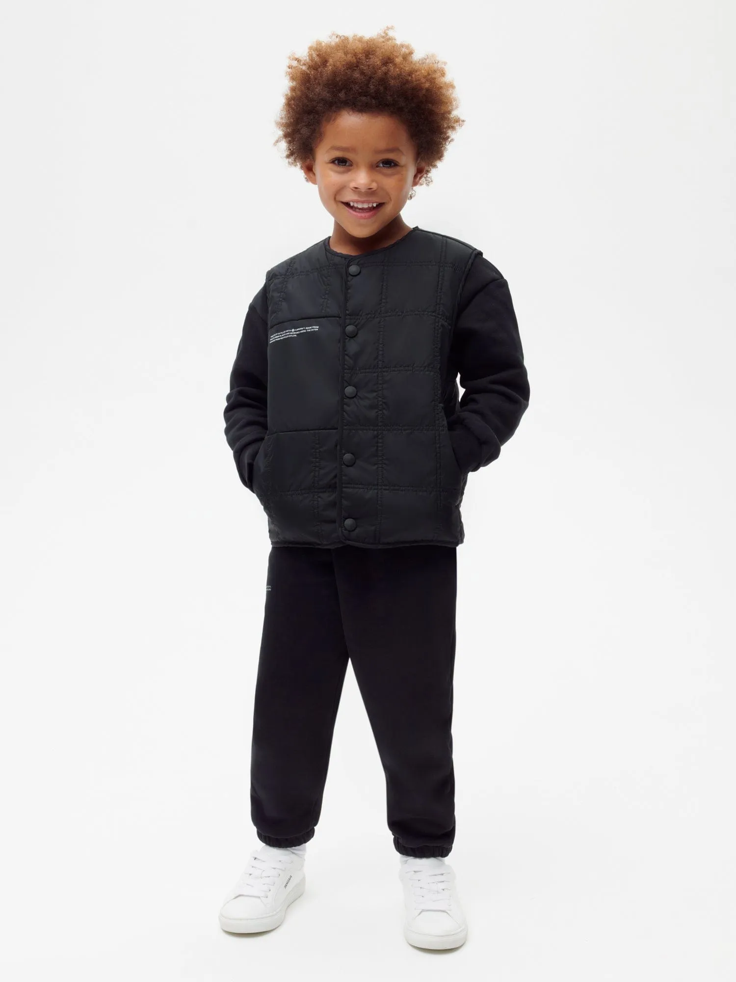 Kid’s Flower-Warmth Quilted Gilet—black