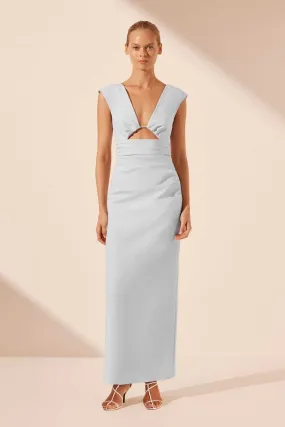 LANI PLUNGED CUT OUT MAXI DRESS - SKY