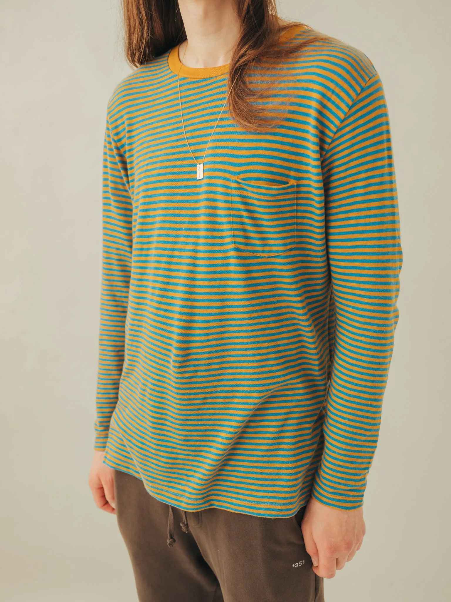 LONG SLEEVE STRIPES SAND & STEEL BLUE