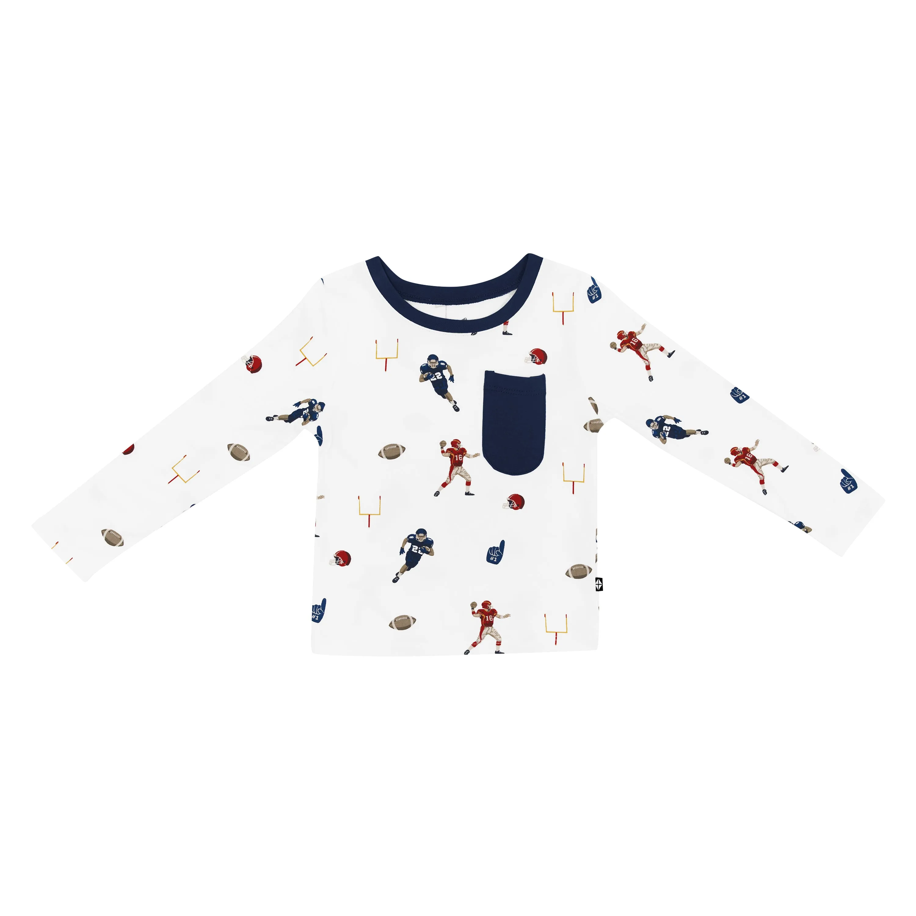 Long Sleeve Toddler Crew Neck Tee in Football