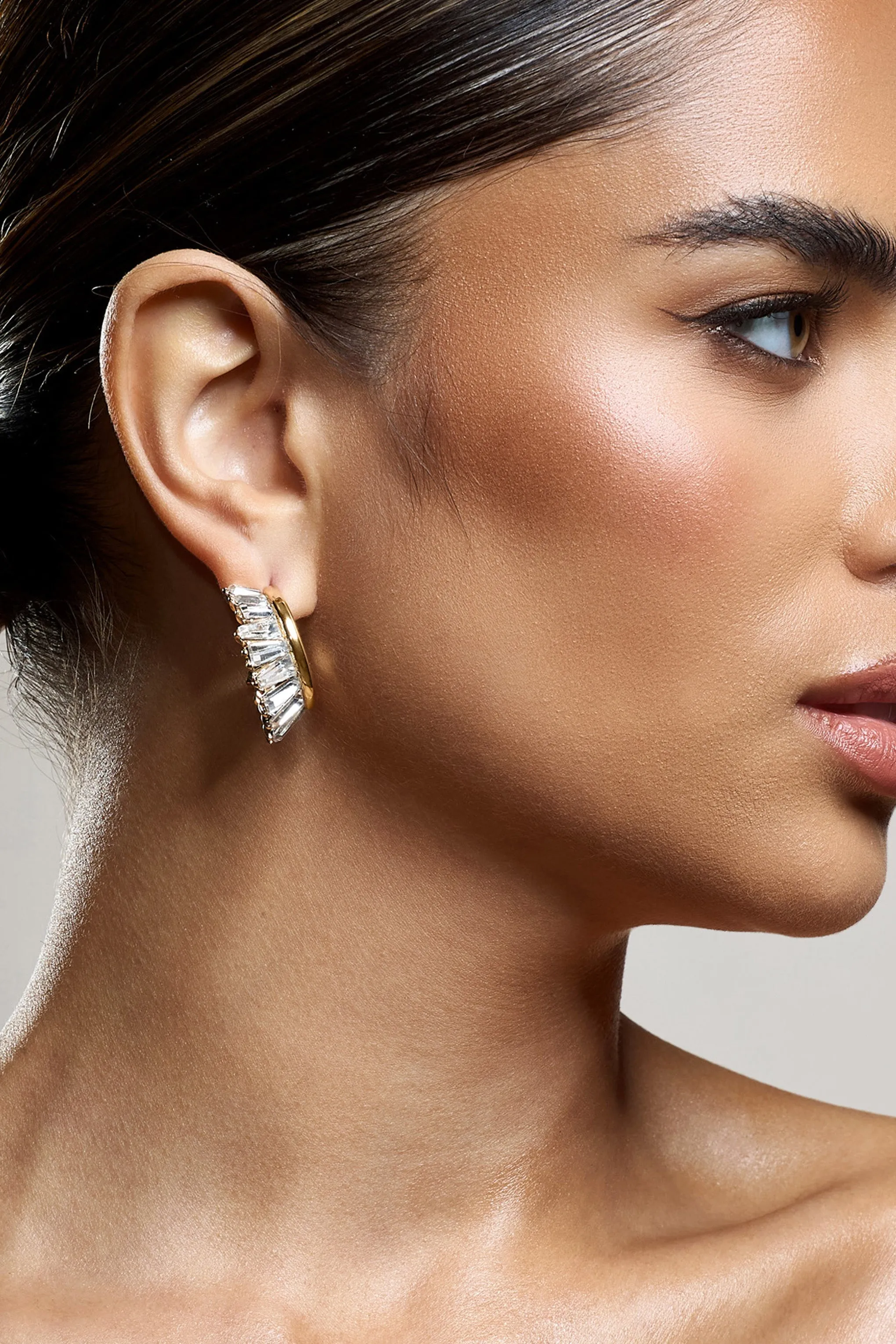 Luster | Gold Diamante Chunky Hoop Earrings