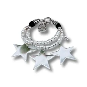 MALDITA RITA DOUBLE BLACK STAR BUTTON BRACELET