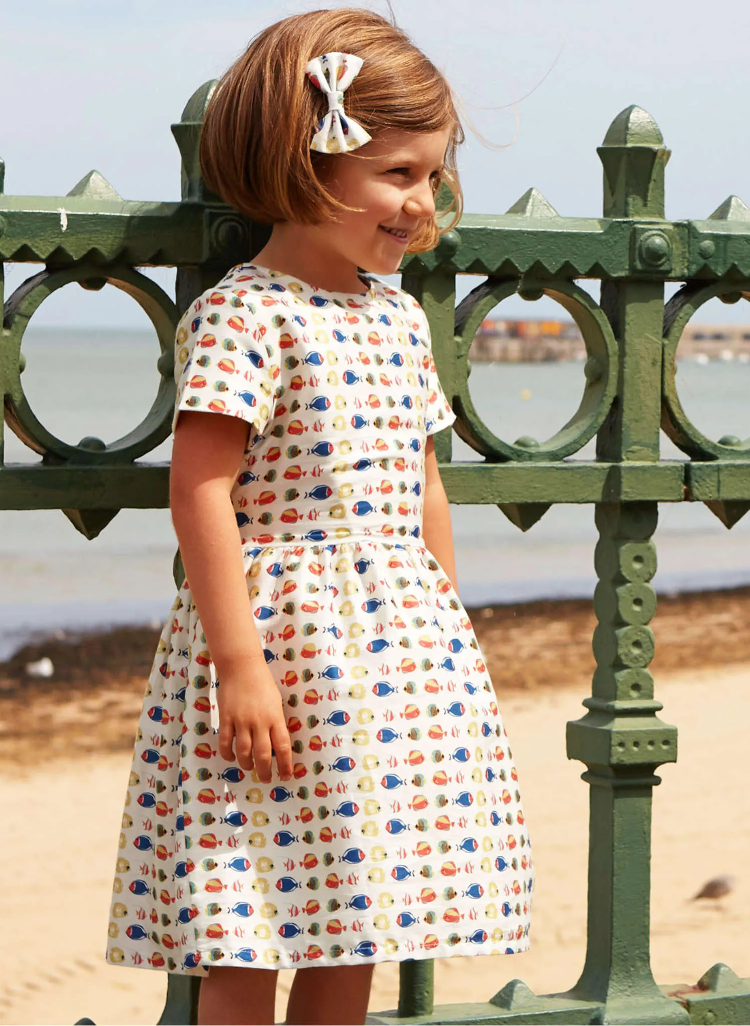 Margaret Children's Dress - Ivory Fish