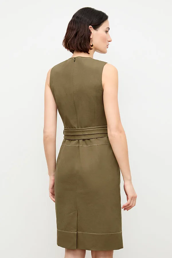 Maude Dress - Contrast Stitch Eco Better Than Denim :: Oregano