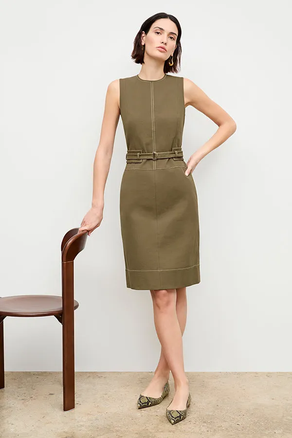 Maude Dress - Contrast Stitch Eco Better Than Denim :: Oregano