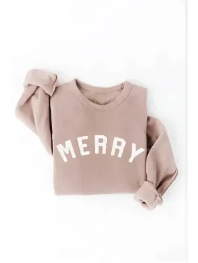 Merry Graphic Sweatshirt Tan